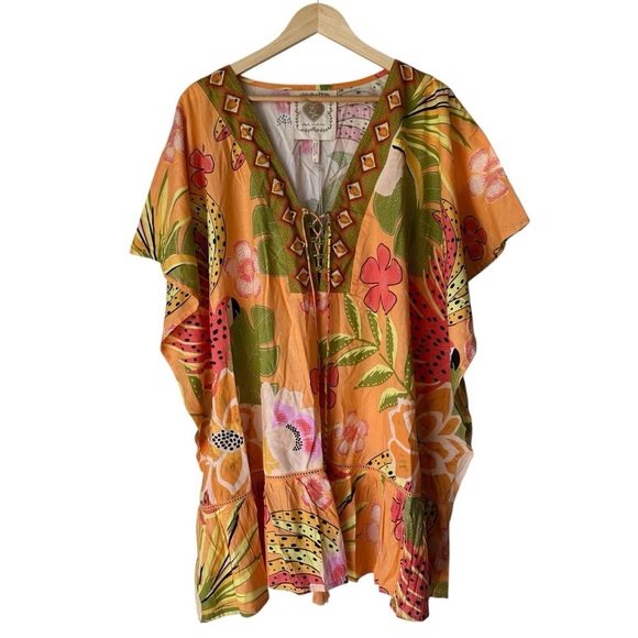 Z&L Europe Colorful Floral Boho Tunic Top, Swim Cover-Up, M - Picture 1 of 12
